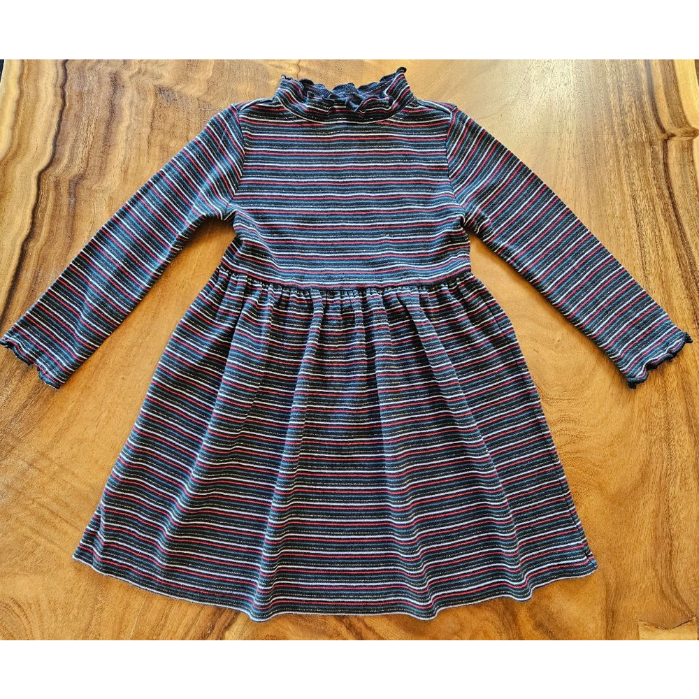 Hanna Andersson Dress Size 5 Casual Dress Black Red Gold Striped